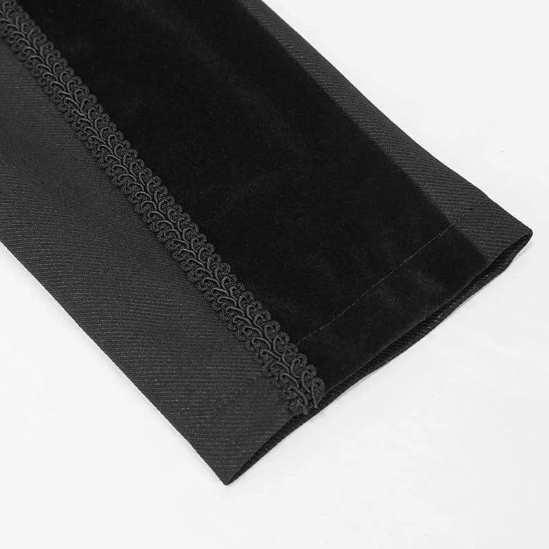Herren Gothic Zweireiher Jacquard Schwalbenschwanz Anzug Mantel Schwarz