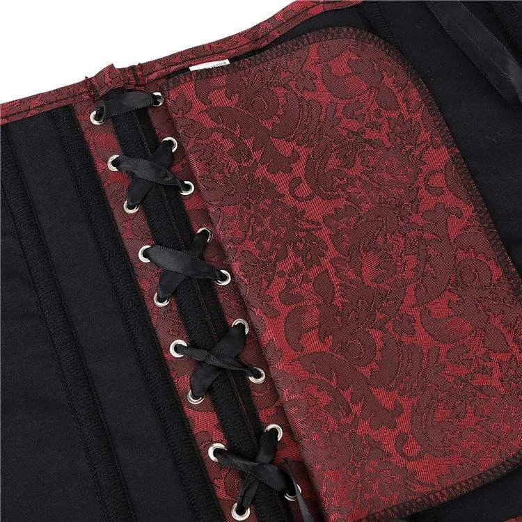 Damen Vintage Gothic Jacquard Overbust Korsetts mit Blumendruck