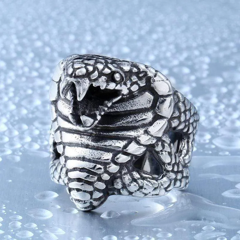 Herren Punk Snake's Head Ringe