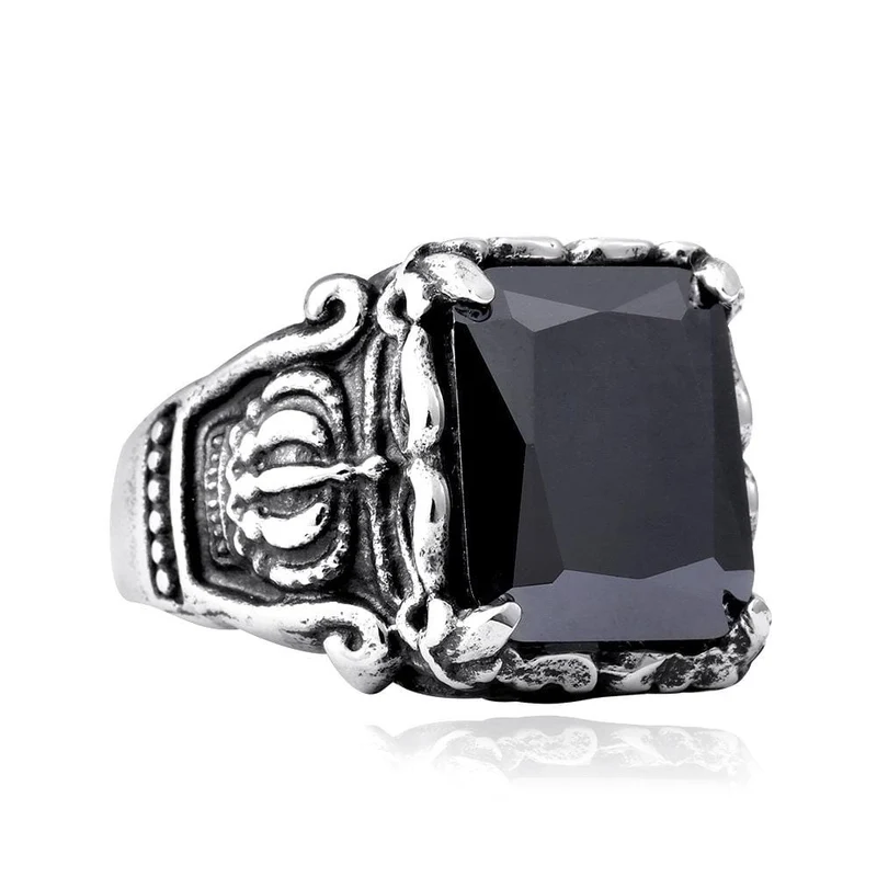 Herren Punk Strass Kronenringe