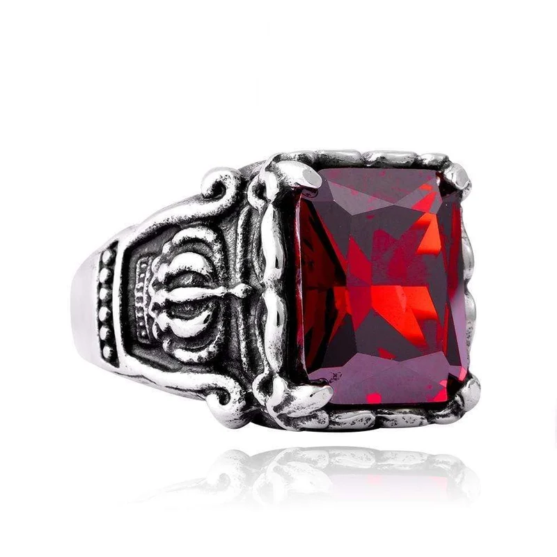 Herren Punk Strass Kronenringe