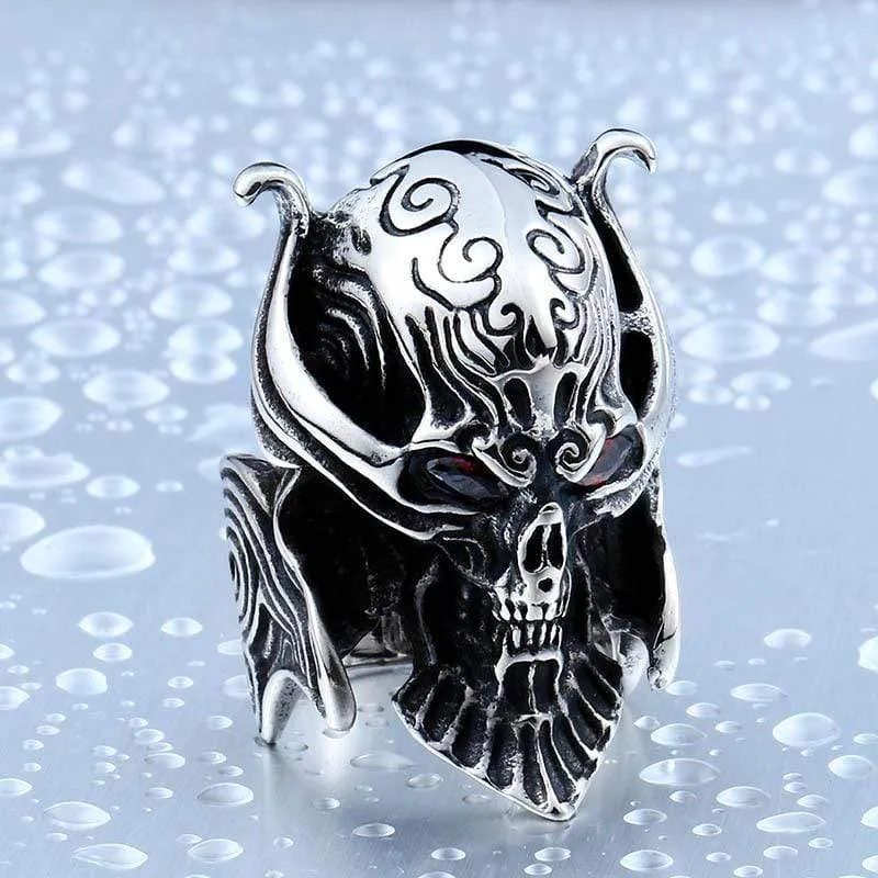 Herren Punk Red Eyes Schädelringe
