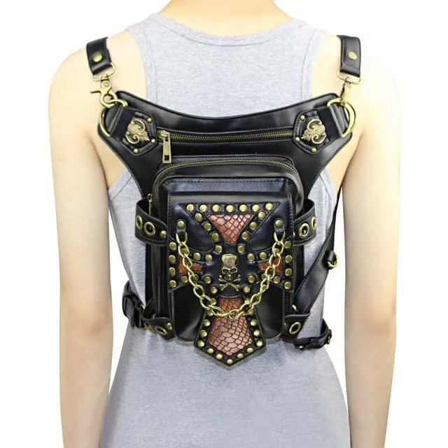 Steampunk doppelte Farbe angekettete Motorradtasche