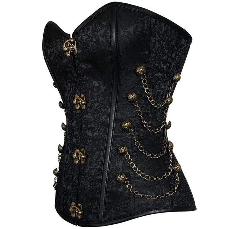 Steampunk-Überbrustkorsetts für Frauen mit Ketten