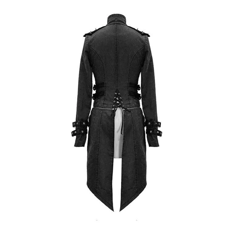 Damen Punk Stehkragen Nieten Schnürung Kunstpelz Jacke