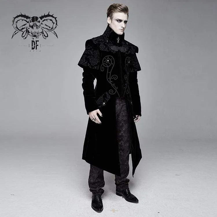 Herren Goth Stehkragen Front Zip Long Jacket