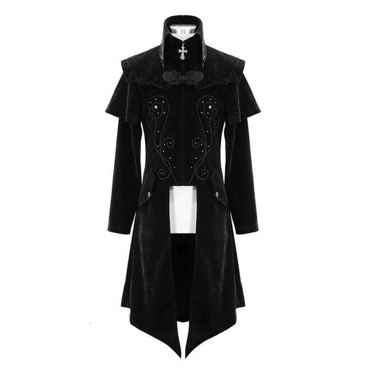 Herren Goth Stehkragen Front Zip Long Jacket