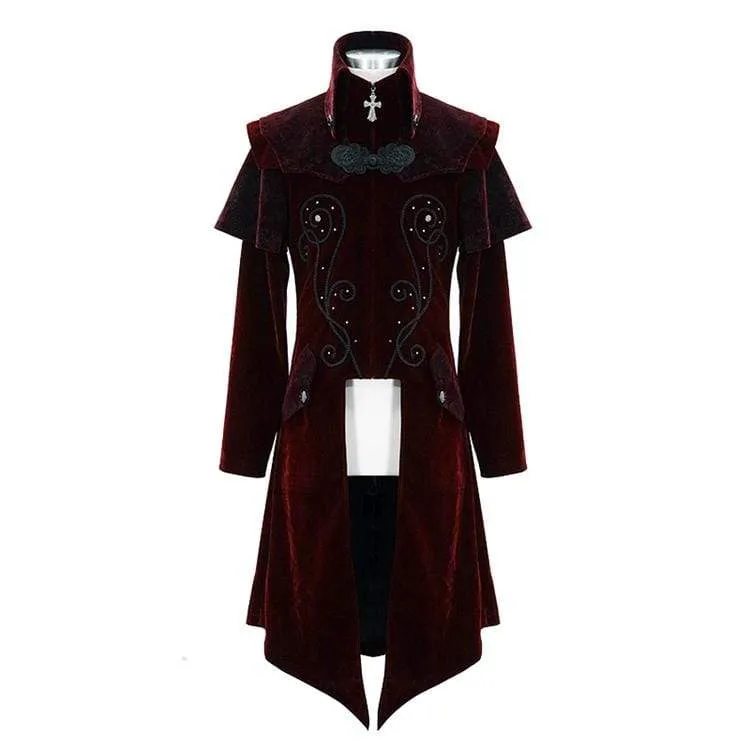 Herren Goth Stehkragen Front Zip Long Jacket