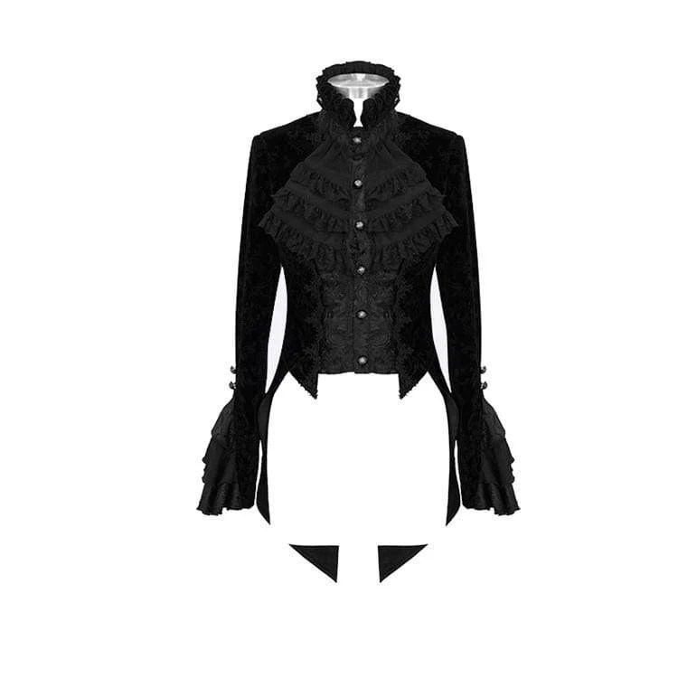 Frauen Goth Rüschen Velet Schwalbenschwanzmantel