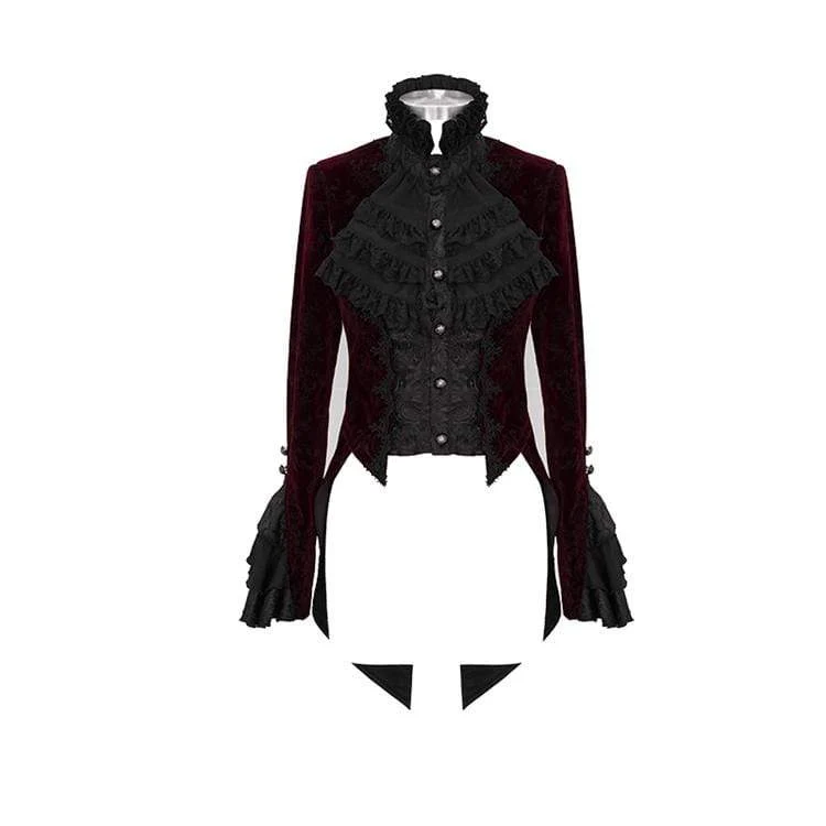 Frauen Goth Rüschen Velet Schwalbenschwanzmantel
