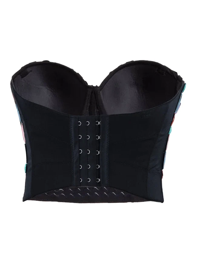 Frauen bunte Strass Push Up Bra Clubwear Party Bustier Crop Top