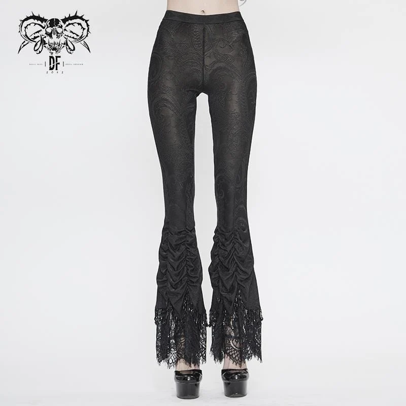 Vintage Vintage Gothic schwarz geschnürte, ausgestellte Hose