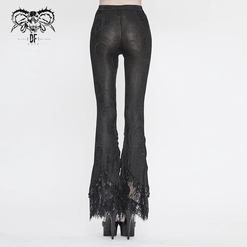 Vintage Vintage Gothic schwarz geschnürte, ausgestellte Hose