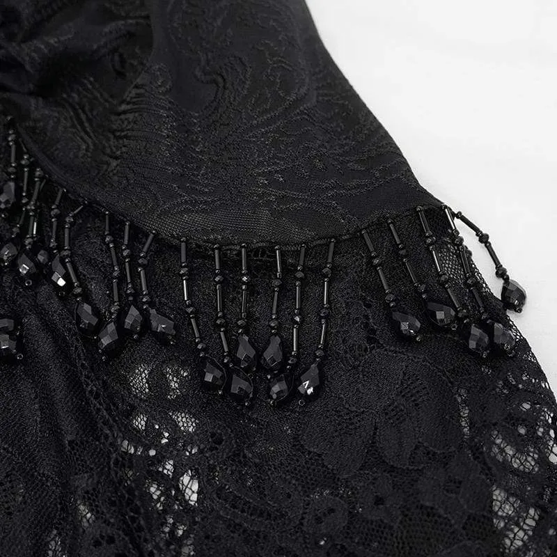 Vintage Vintage Gothic schwarz geschnürte, ausgestellte Hose