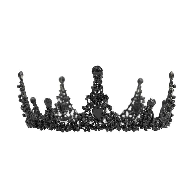 Frauen Vintage Gothic Black Stone besetzt Tiara