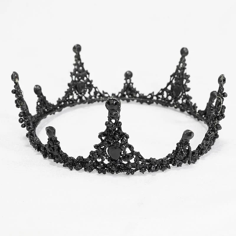 Frauen Vintage Gothic Black Stone besetzt Tiara