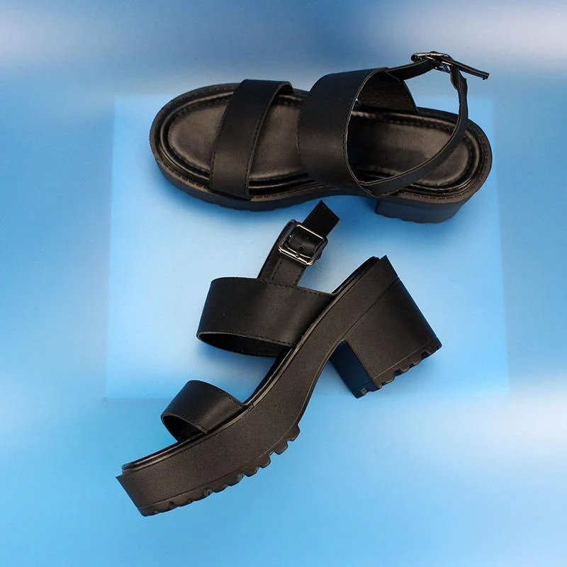 Damen Gothic Punk Plateausandalen mit offener Zehenpartie