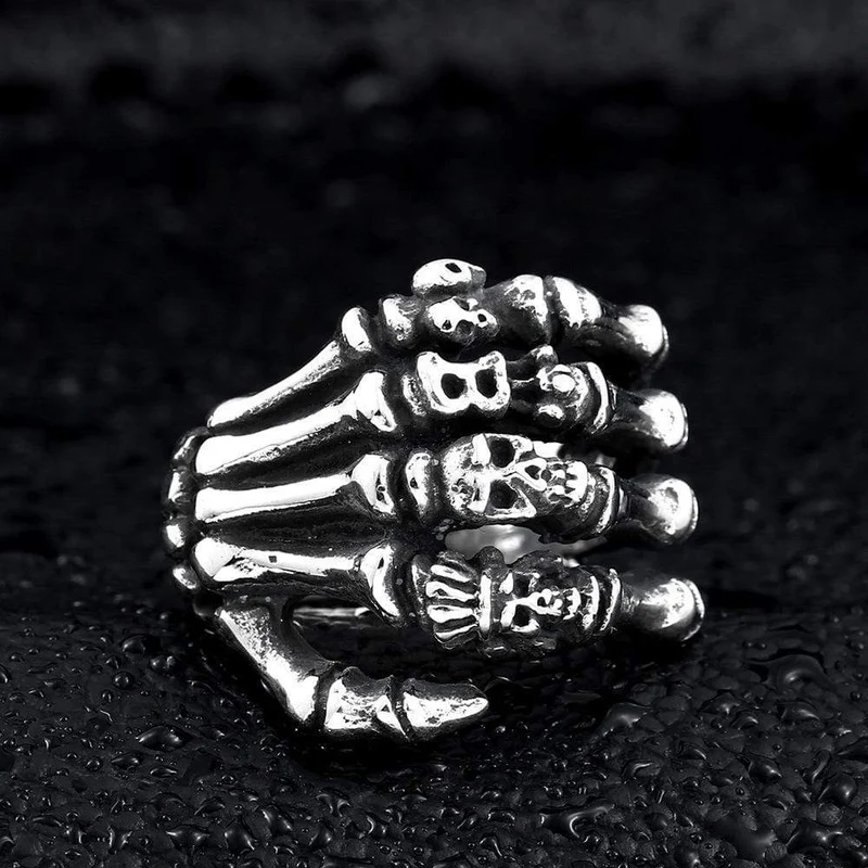 Herren Punk Bones Of Hand Schädel Ringe