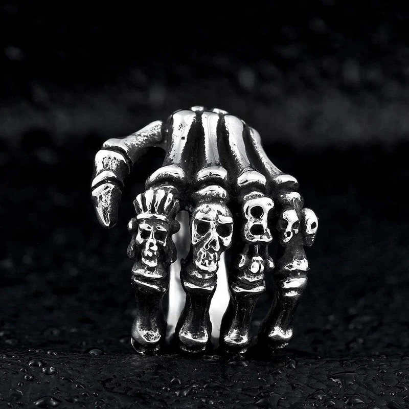 Herren Punk Bones Of Hand Schädel Ringe