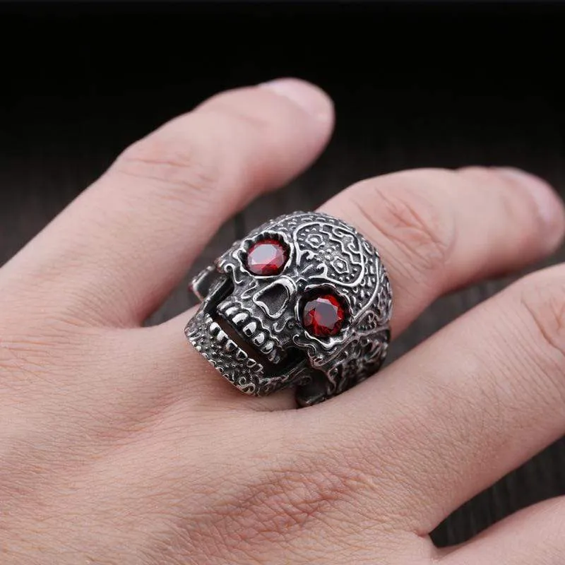 Herren Punk Schädel Mit Perlen Augen Ringe