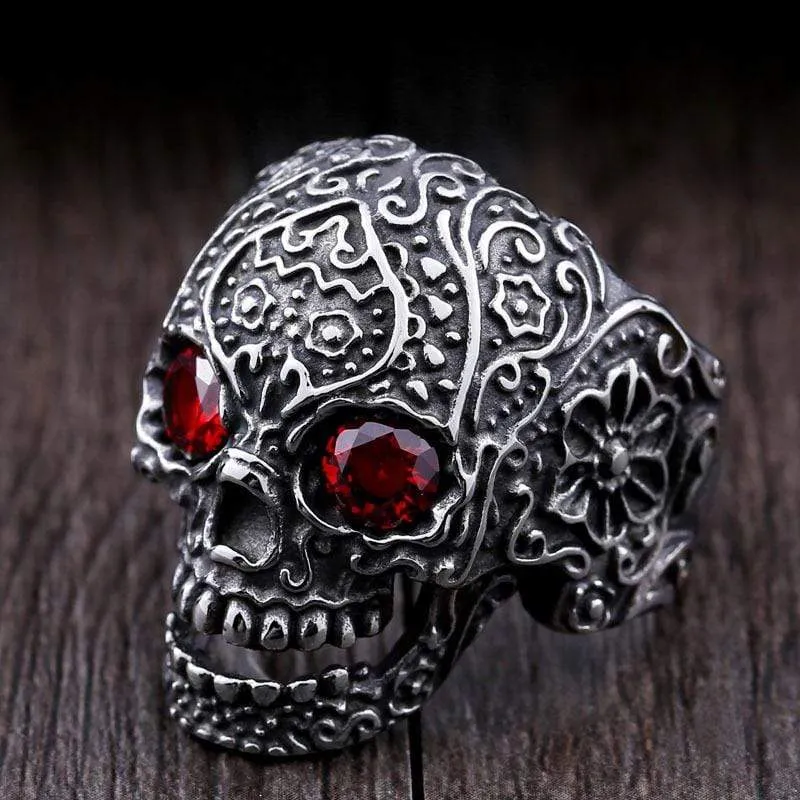 Herren Punk Schädel Mit Perlen Augen Ringe