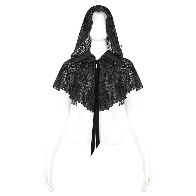 Gothic Cape für Damen mit Blumenmuster und Kapuze