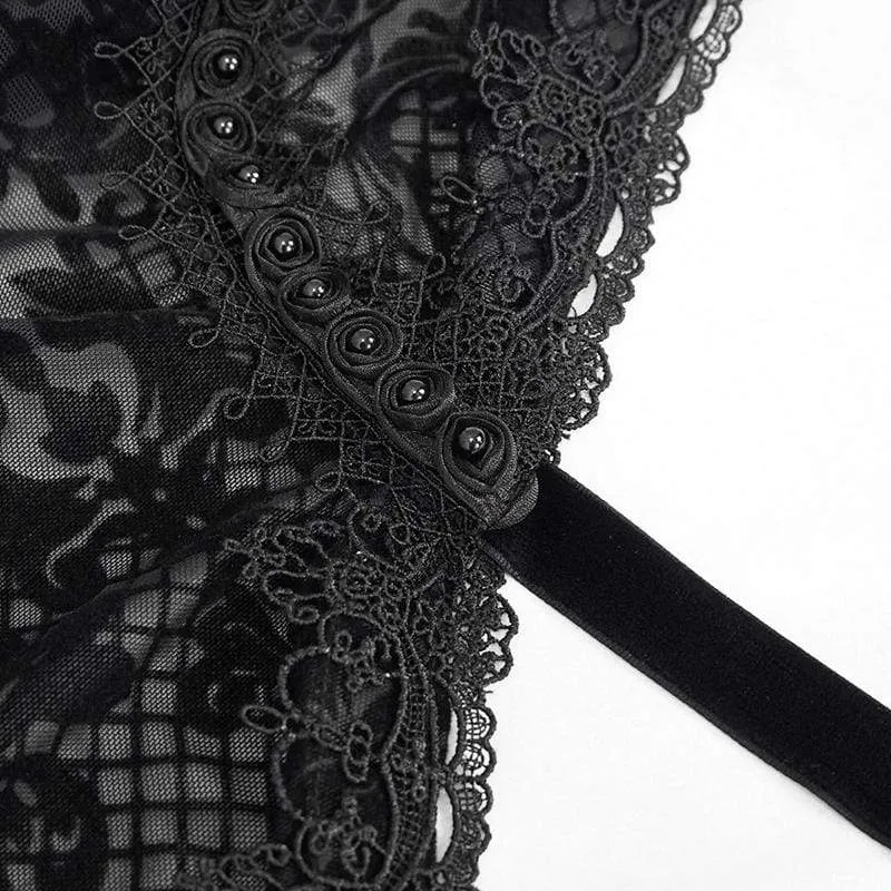 Gothic Cape für Damen mit Blumenmuster und Kapuze