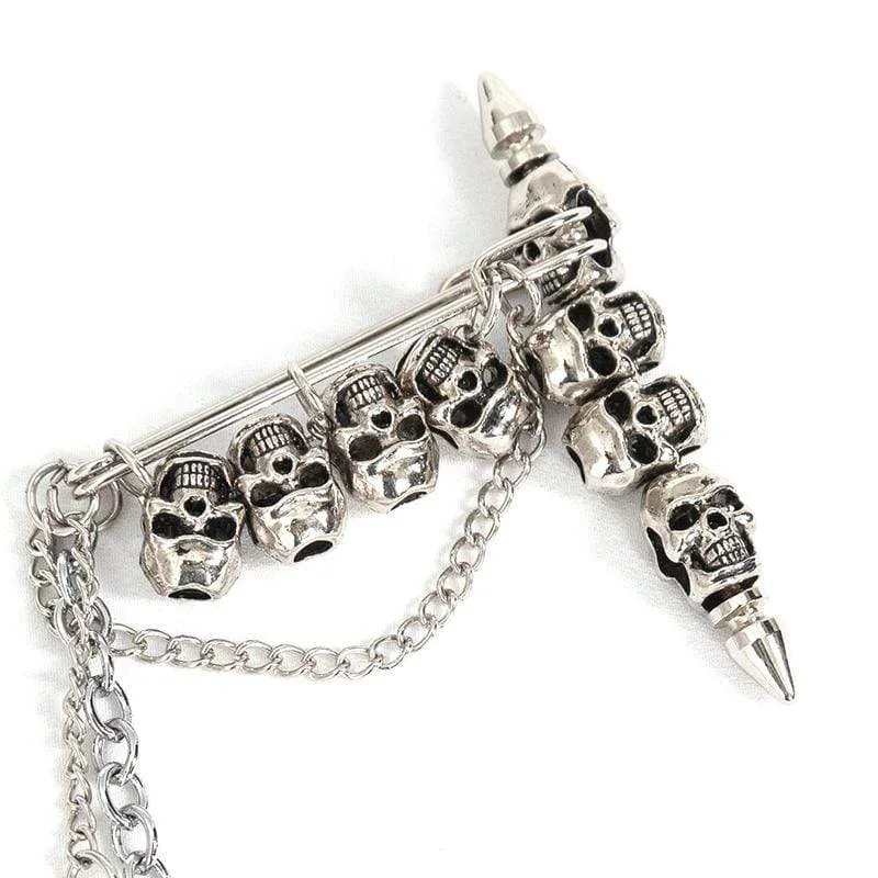 Gothic Totenkopf Kettenbrosche für Damen