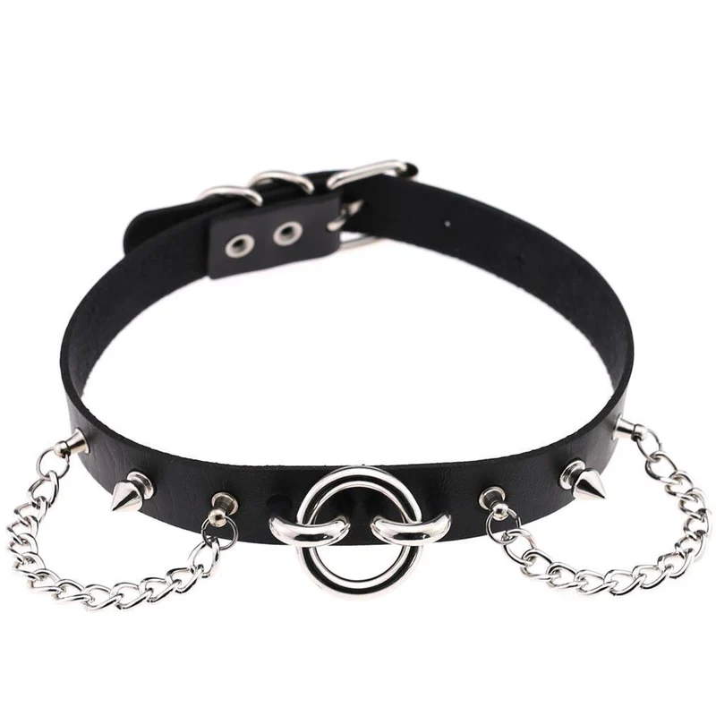 Frauen Punk Niet Choker Mit Ketten