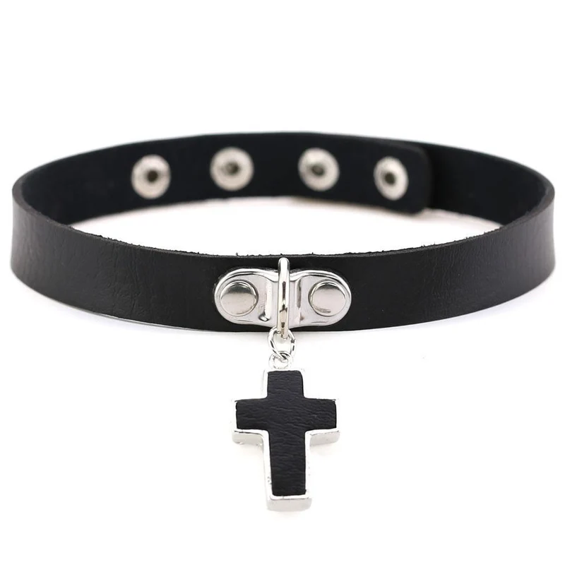 Frauen Punk Christian Cross Choker