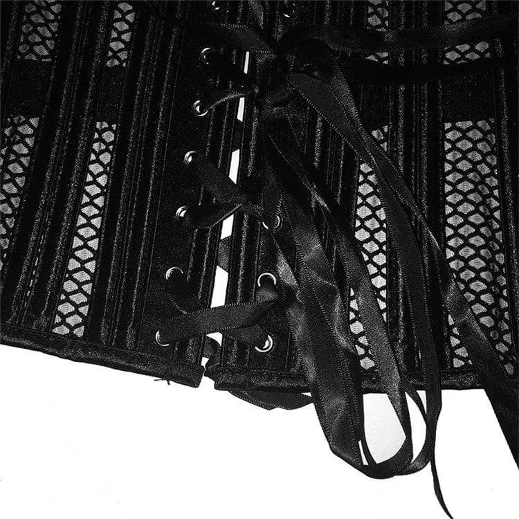 Damen Gothic 26 Steel Boned Mesh Underbust Korsetts
