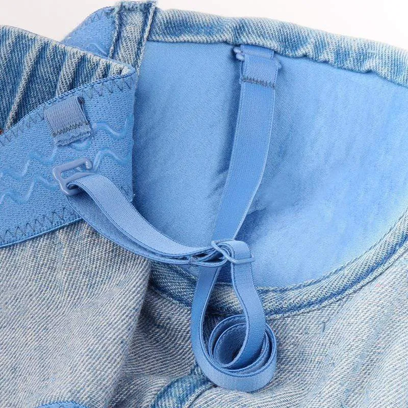 Frauen Grunge Rhomboid Perlen Denim Bustiers