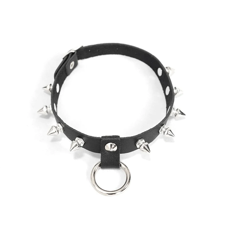 Frauen Punk Black Spike Nieten Halsband Halsband