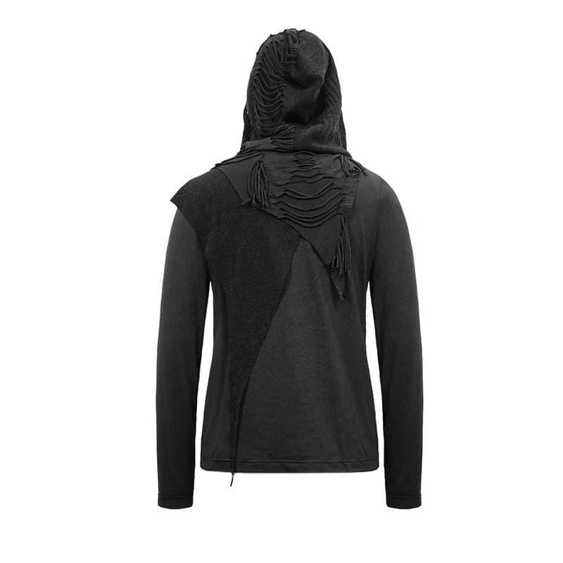 Herren Grunge Punk Langarm Cutout Quaste Hoodies