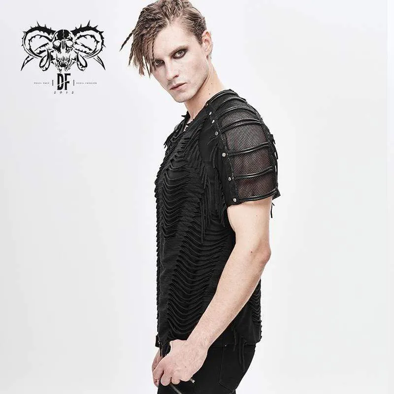 Herren Punk Ripped Mesh T-Shirts