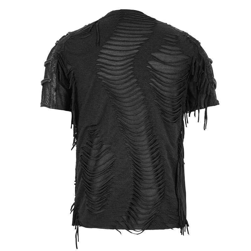 Herren Punk Ripped Mesh T-Shirts