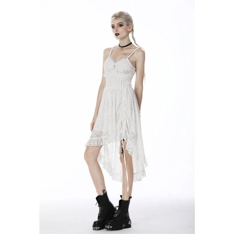 Frauen Steampunk White Cocktail Floral Lace Slip Kleider