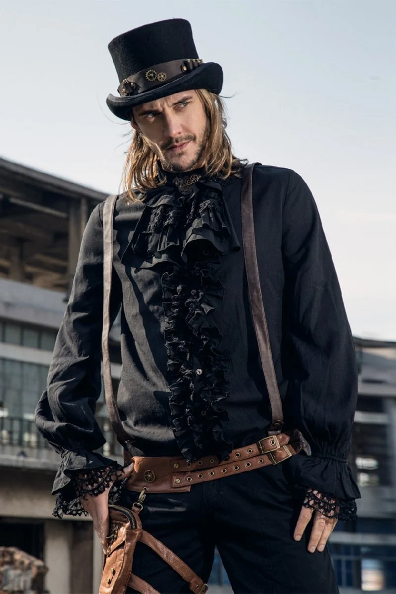 Steampunk gekräuseltes Hemd mit Krawatte