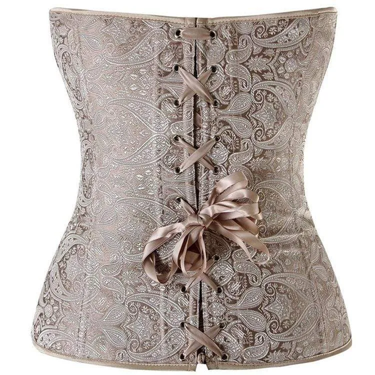 Frauen Gothic Flabala Hem Satin Overbust Korsetts