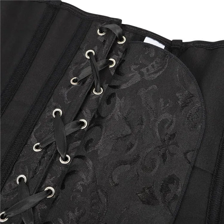 Damen Gothic Mesh Sleeved Lace Floral Overbust Korsetts