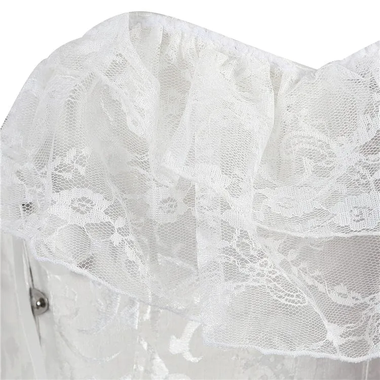Damen Gothic Mesh Sleeved Lace Floral Overbust Korsetts