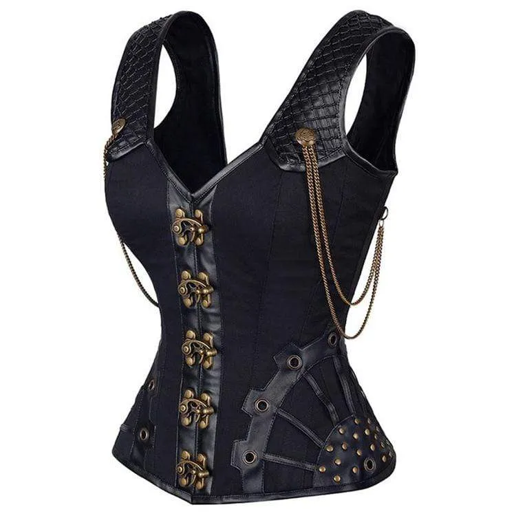 Frauen Steampunk Nieten Überbrust Korsetts