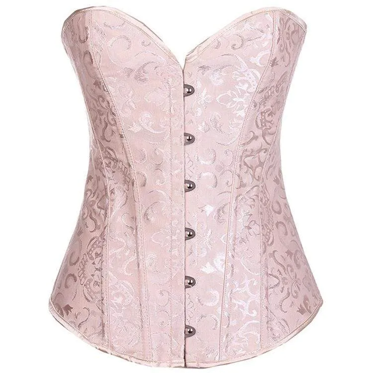 Damen Gothic Jacquard Overbust Korsetts mit T-Bak