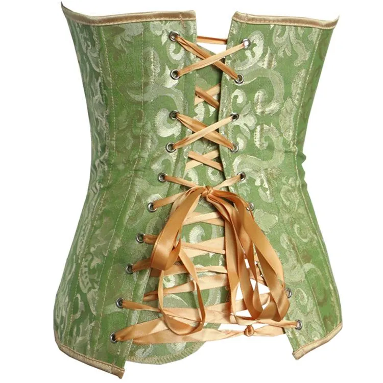 Damen Gothic Jacquard Overbust Korsetts mit T-Bak