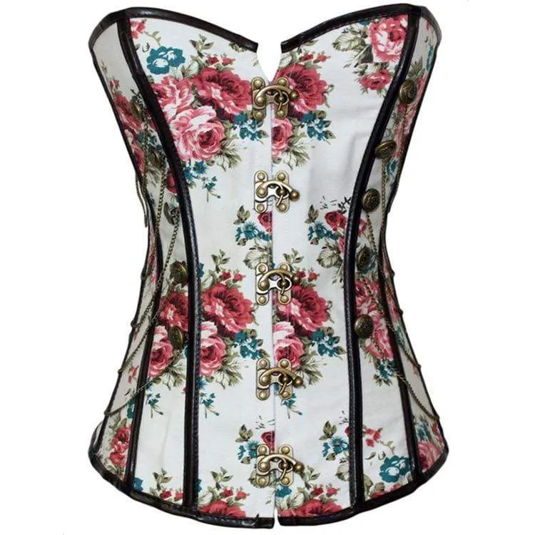 Vintage Vintage Blumen Mehrketten-Überbrustkorsetts