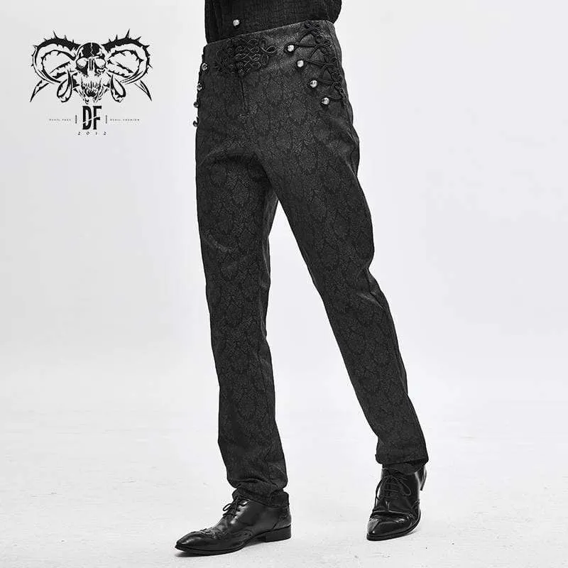 Herren Gothic Chinese Button Jacquard Pants