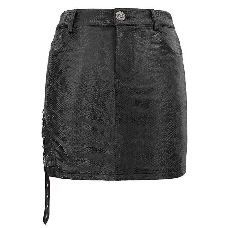 Damen Gothic Black Snakeskin Short Röcke