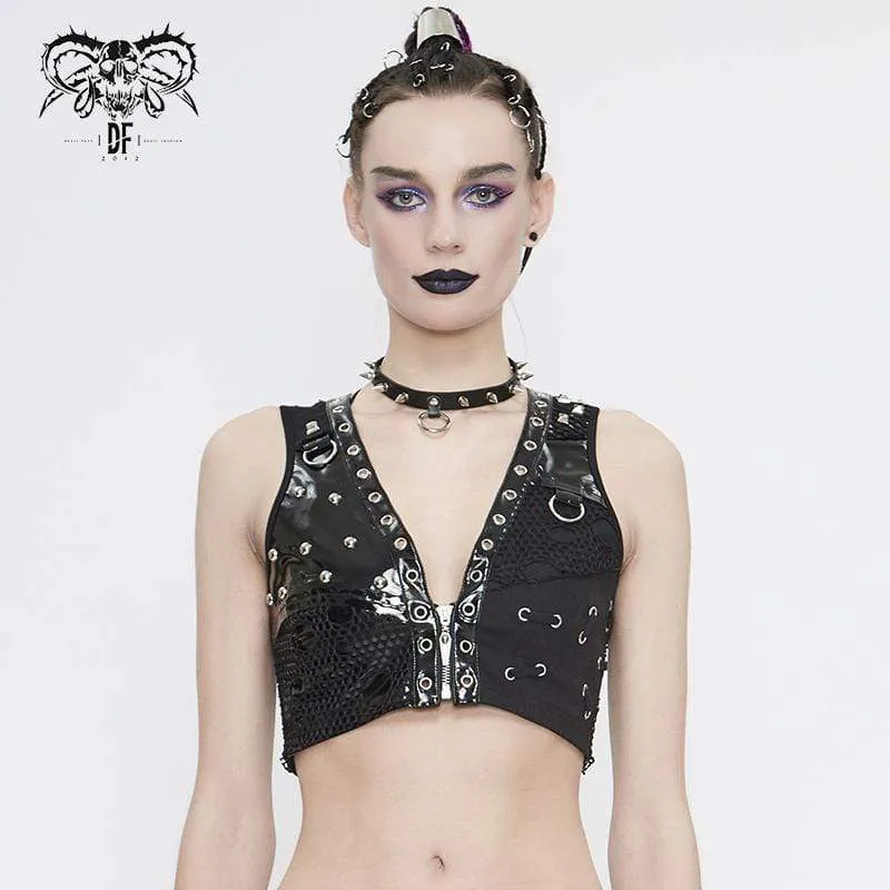 Frauen Gothic Punk ärmellose V-Neck Bustiers