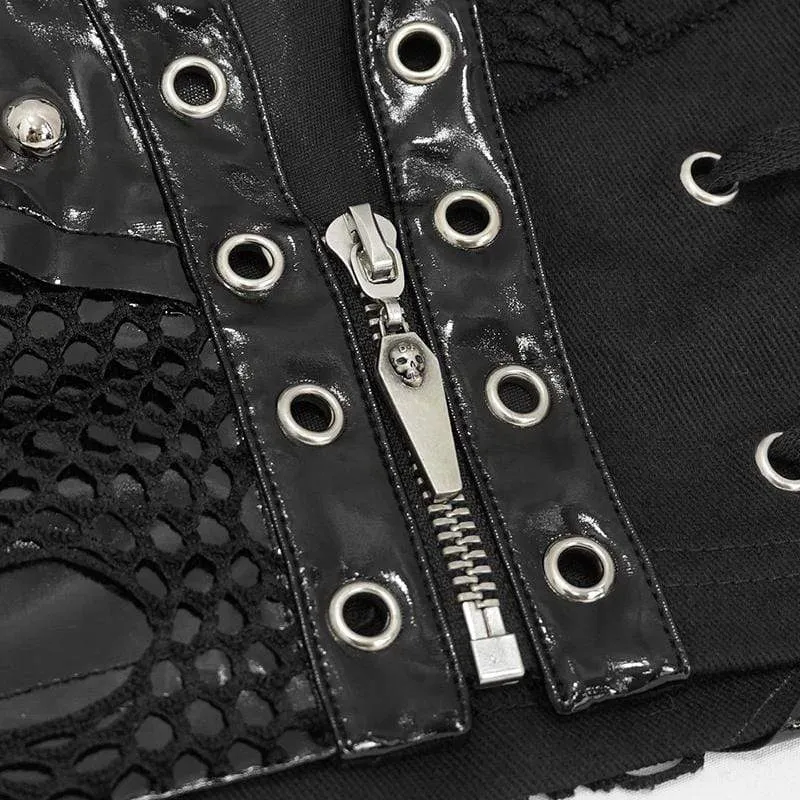 Frauen Gothic Punk ärmellose V-Neck Bustiers