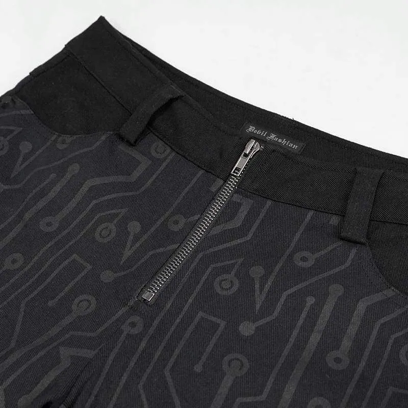 Damen Gothic Front Zip Straight-Leg Hose
